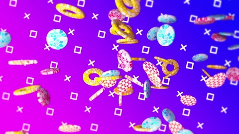 Rings flying gradient background. VJ Seamless loop background. Stock Footage 96685641