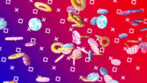 Rings flying gradient background. VJ Seamless loop background. Stock Footage 96685863