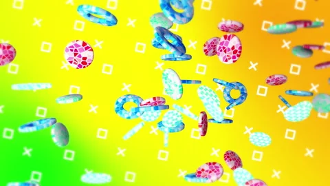 Rings flying gradient background. VJ Seamless loop background. Stock Footage 96686038