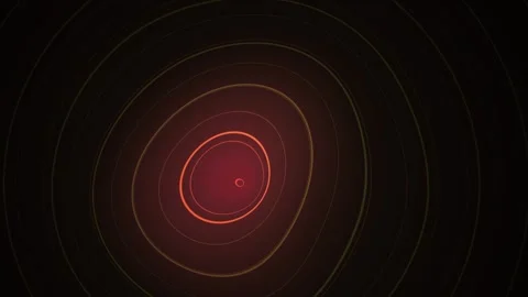 Rings of Glowing Orange Light Pulse and Morph in Hypnotic Abstract Motion B.. Video stock 345374451