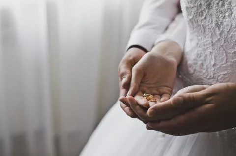 Rings in hands Stock Photos