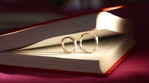 Rings in an opened book Stock Footage 72594929