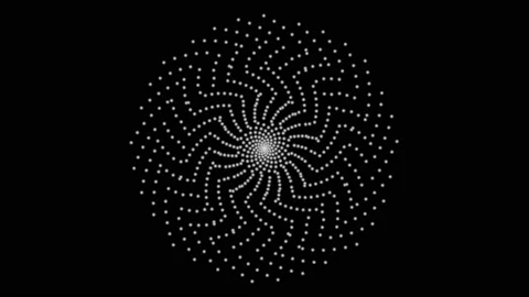 Rings of Oscillating Dots Forming Central Abstract Shape Mask 库存影片 139739008
