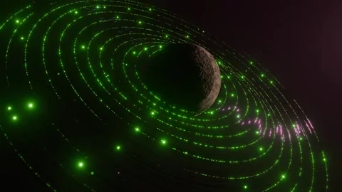Rings Surrounding a Cracked Planet in Deep Space Stock Footage 304090625