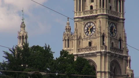 Ringstrasse is one of the main streets with Town Hall. Vienna Stock Footage 67609401