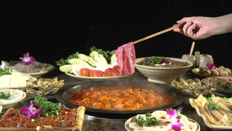 Rinse beef hot pot scene Stock Footage 111769446