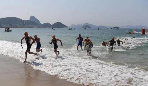 Rio 2016 Olympic Games Brazil. The Mens Triathlon The Brownlee Brothers Run Out  Stock Photos