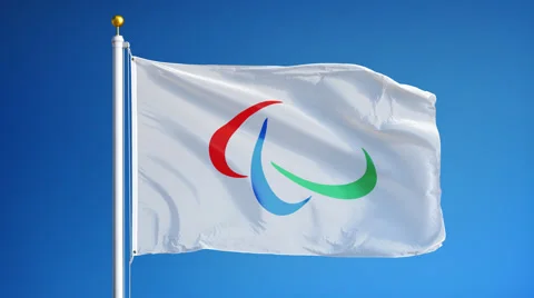 Rio 2016 Paralympic Games flag in slow motion seamlessly looped with alpha Stock Footage 66030834