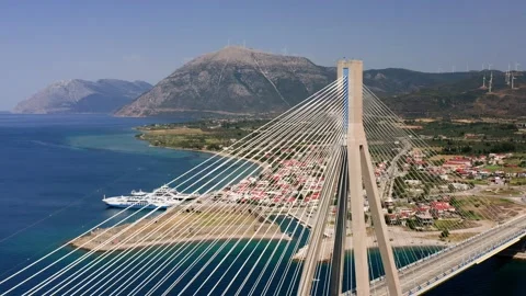 Rio - Antirio bridge drone view. Stock Footage 201021258
