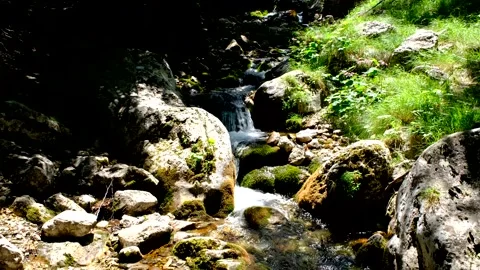 Rio arno stream in the mountain area of gran sasso italy Video stock 136824656
