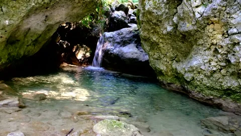 Rio arno stream in the mountain area of gran sasso italy Video stock 136824676