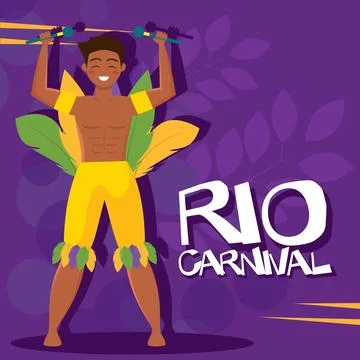 Rio carnival dancer man. Vector Illustrazione stock