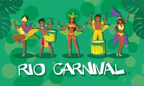 Rio carnival dancers group. Vector 스톡 일러스트