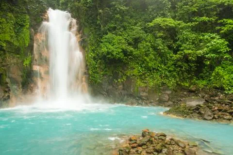 Rio Celeste waterfall and pool Stock Photos