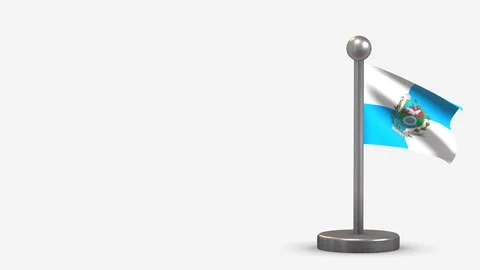 Rio De Janeiro 3D waving flag animation on tiny flagpole. Video stock 120798836