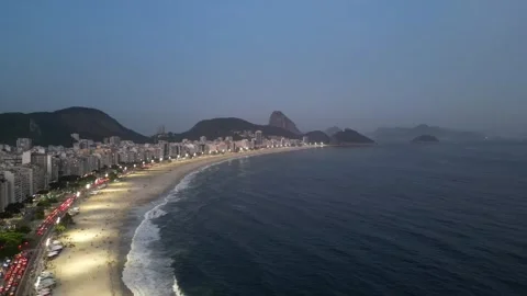 Rio de Janeiro Beach Dusk Drone footage Stock Footage 262395944