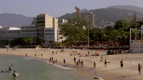  Rio De Janeiro beach panning shot Stock Footage 37351702