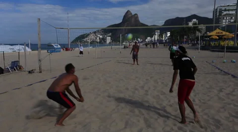 Rio de Janeiro: Beach Volleyball Game Ipanema Beach (2) Stock Footage 45331671