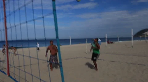 Rio de Janeiro: Beach Volleyball Game Ipanema Beach (1) Stock Footage 45332234
