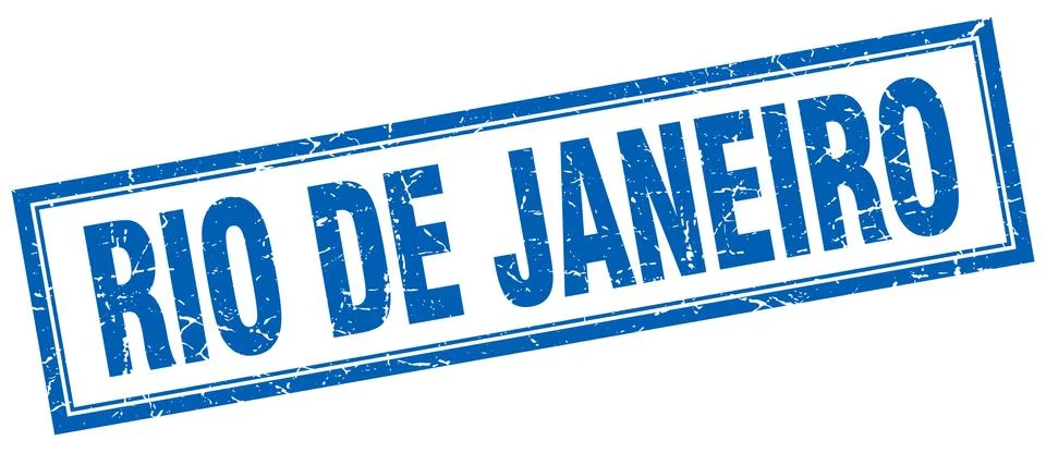 Rio De Janeiro blue square grunge stamp on white Stock Illustration