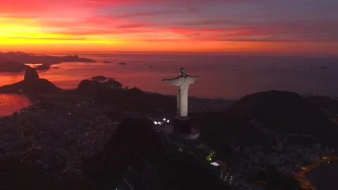 RIO DE JANEIRO, BRASIL - MAY, 2023: Drone aerial view of of a famous landmark Stock Footage 240572052