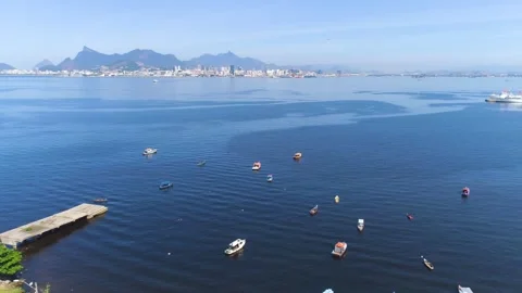 RIO DE JANEIRO, BRASIL - MAY, 2023: Drone aerial view of of Guanabara Bay, the Stock-Footage 240581492