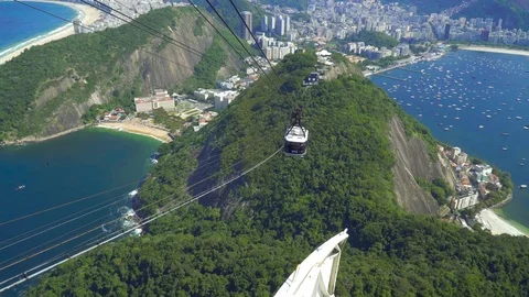 RIO DE JANEIRO, BRAZIL - AUGUST 2017: Cable car traveling at Sugar Loaf Mountain Video stock 79459955