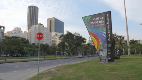 Rio de Janeiro, Brazil - August 2024: Museum of Modern Art MAM, seat of the G20 Vídeo Stock 283662487