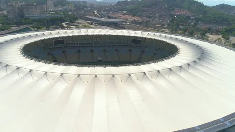 RIO DE JANEIRO, BRAZIL - MAY 2023: Aerial shot of the Maracana stadium the Stock Footage 240573301