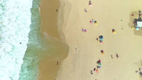 RIO DE JANEIRO, BRAZIL- MAY 2023: Fly above famous Copacabana beach and Atlantic Stock Footage 240580752
