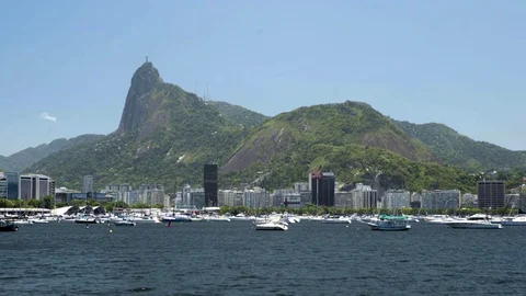 Rio de Janeiro Christ Redeemer Botafogo Beach Stock Footage