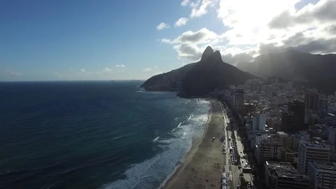 Rio de Janeiro City - Brazil - Beach Water Coast Mountains Nature 1 Stock Footage