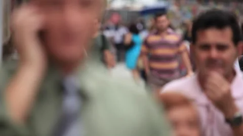 Rio de Janeiro: Compression Shot of People Walking in Downtown Rio Stock Footage 45330631