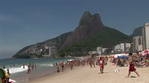 Rio de Janeiro - Crowded Copacabana Beach Stock Footage 37625098