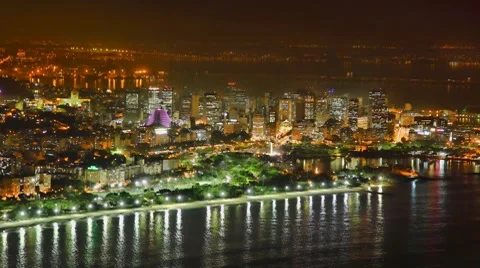 Rio de Janeiro downtown business area at night, time lapse FULL HD 1080P Stock Footage