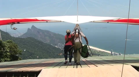 Rio de Janeiro: Hang Glider Take-Off (2) Stock Footage 47007407