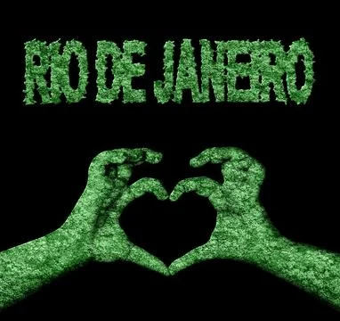 Rio De Janeiro Heart Hands Nature Stock Illustration