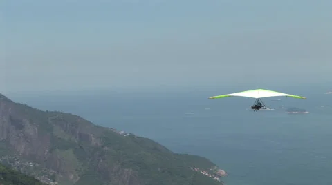 Rio de Janeiro: Low Angle of Hang Glider Take-Off (3) Stock Footage 47008859