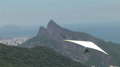 Rio de Janeiro: Low Angle of Hang Glider Take-Off (3) Stock Footage 47008874