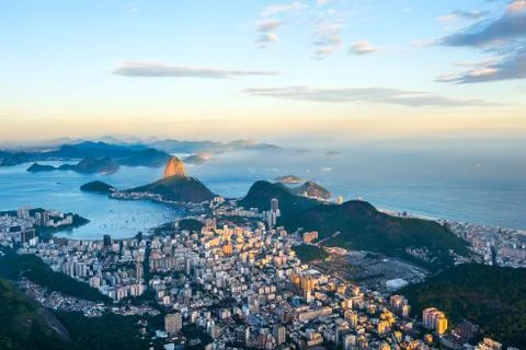 Rio de Janeiro, panoramic view from Corcovado to Sugarloaf Mountain Stock Photos