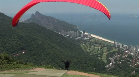 Rio de Janeiro: Paragliders Take-Off Stock Footage 47007003
