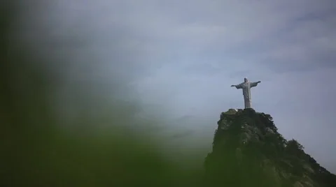 Rio de Janeiro: Rack Focus of the Christ the Redeemer Statue (3) Stock Footage 45332461