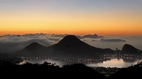 Rio de Janeiro 's lagoon at sun rise Stock Footage 51663441