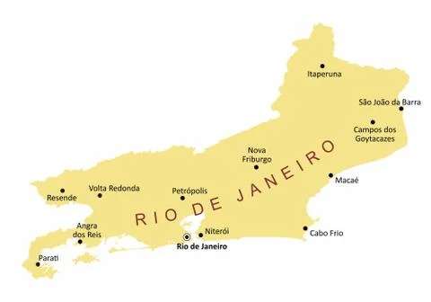 Rio de Janeiro State cities map Stock Illustration