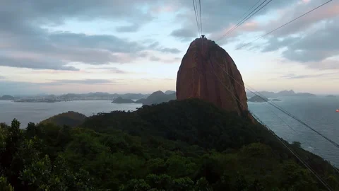 Rio De Janeiro sunset cable cart sugarloaf Stock Footage 255906528