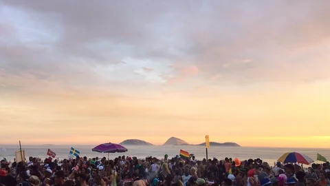 Rio de Janeiro Sunset Carnival Street Party Stock Footage 102456145