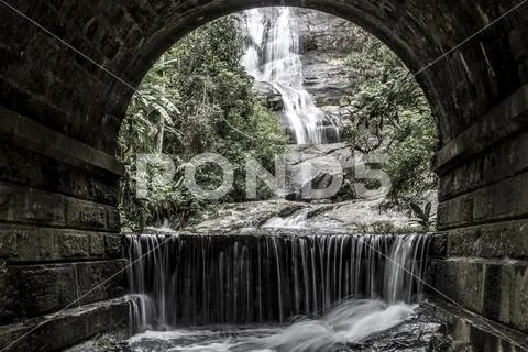 Rio De Janeiro Waterfall in Tijuca Forest Stock Photos