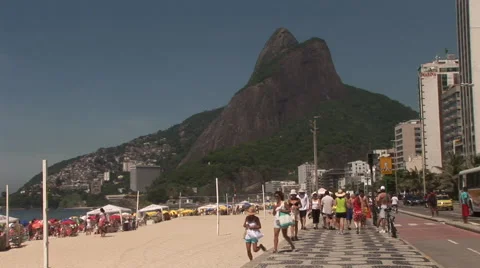 Rio de Janeiro: Wide Shot of Sugar Loaf and Iconic Beach (1) Stock Footage 46970111