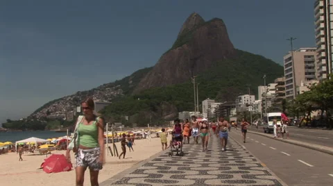 Rio de Janeiro: Wide Shot of Sugar Loaf and Iconic Beach (2) Stock Footage 46970845