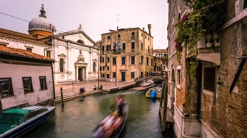 Rio de la Canonica, canal in Venice time lapse 스톡 동영상 119048705
